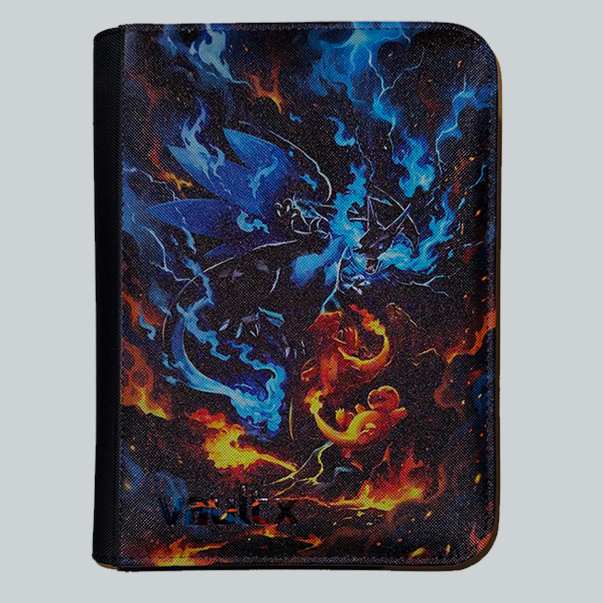 TCG Bound VaultX 4-pocket binder UV printed with Mega Charizard X ex Special Illustration Rare Phantasmal Flames Pokemon card