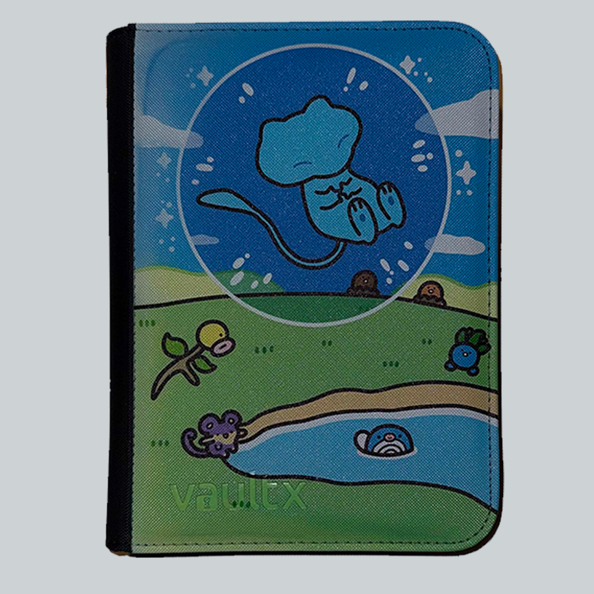 TCG Bound VaultX 4-pocket binder UV printed with Mew ex Bubble Mew Special Illustration Rare Paldean Fates Pokemon card