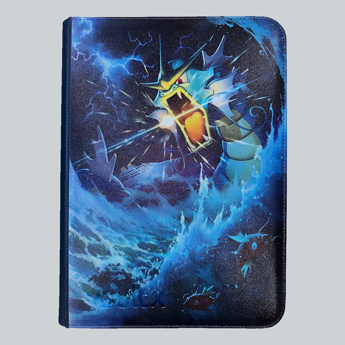 TCG Bound VaultX zip binder UV printed with custom Gyarados full art Pokemon design
