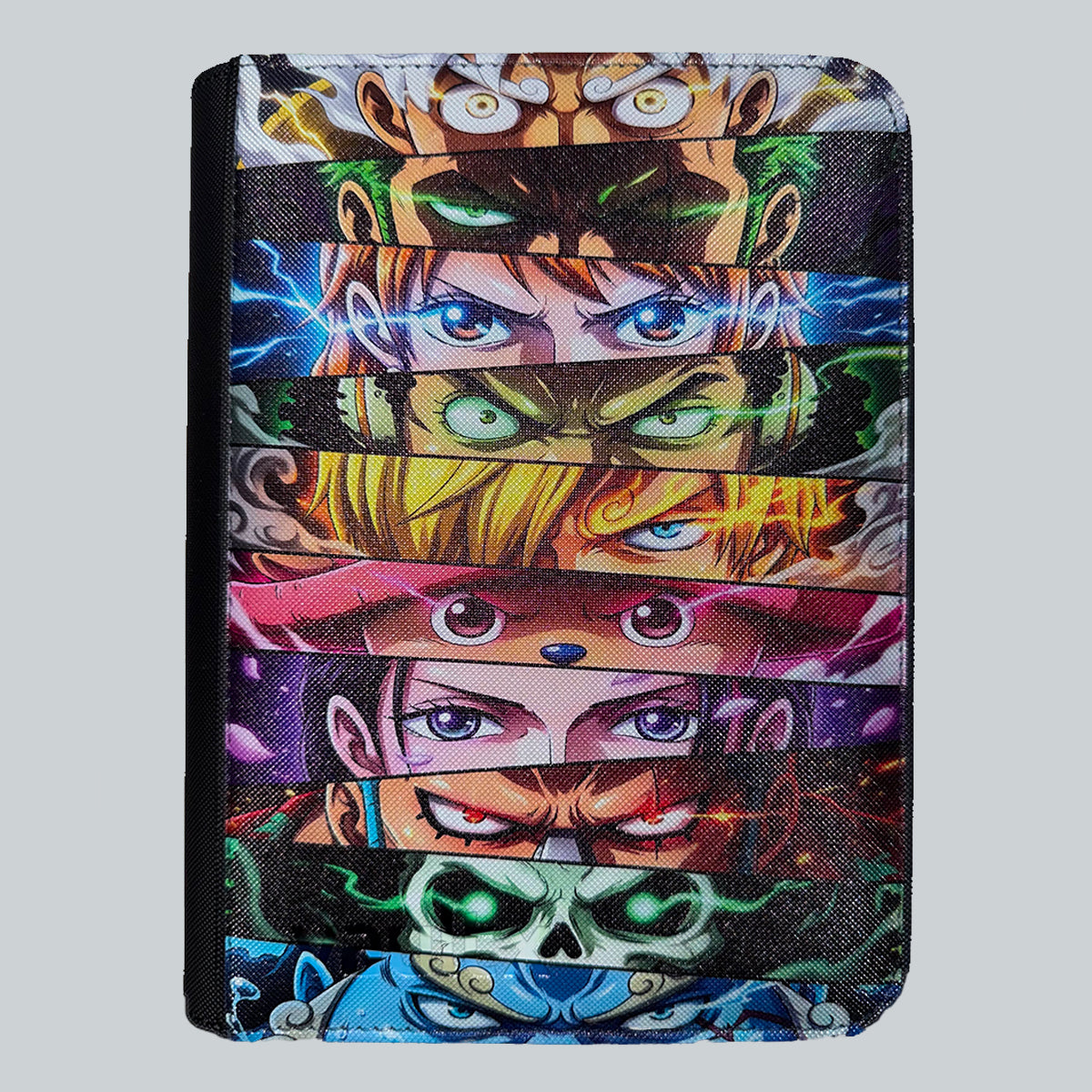 TCG Bound VaultX zip binder UV printed with One Piece Straw Hat crew eyes design
